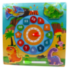 Montessori Dinosaur Wooden Clock Puzzle 5-in-1 with Whiteboard – Kids Educational Toy (CZ-0012-3)