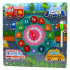 Montessori Vehicle Wooden Clock Puzzle 5-in-1 with Whiteboard – Kids Learning Toy (CZ-0012-10)